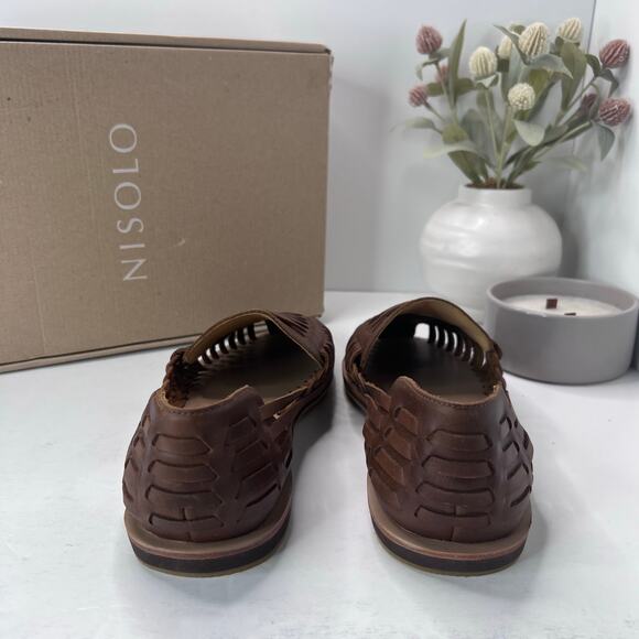 Nisolo Huarache Woven Leather Sandal Slip On Leather Brandy Men 11.5 NWB - Picture 4 of 10